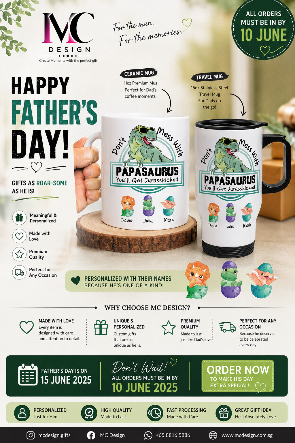 Papasaurus - Satandard Mug or Travel Mug