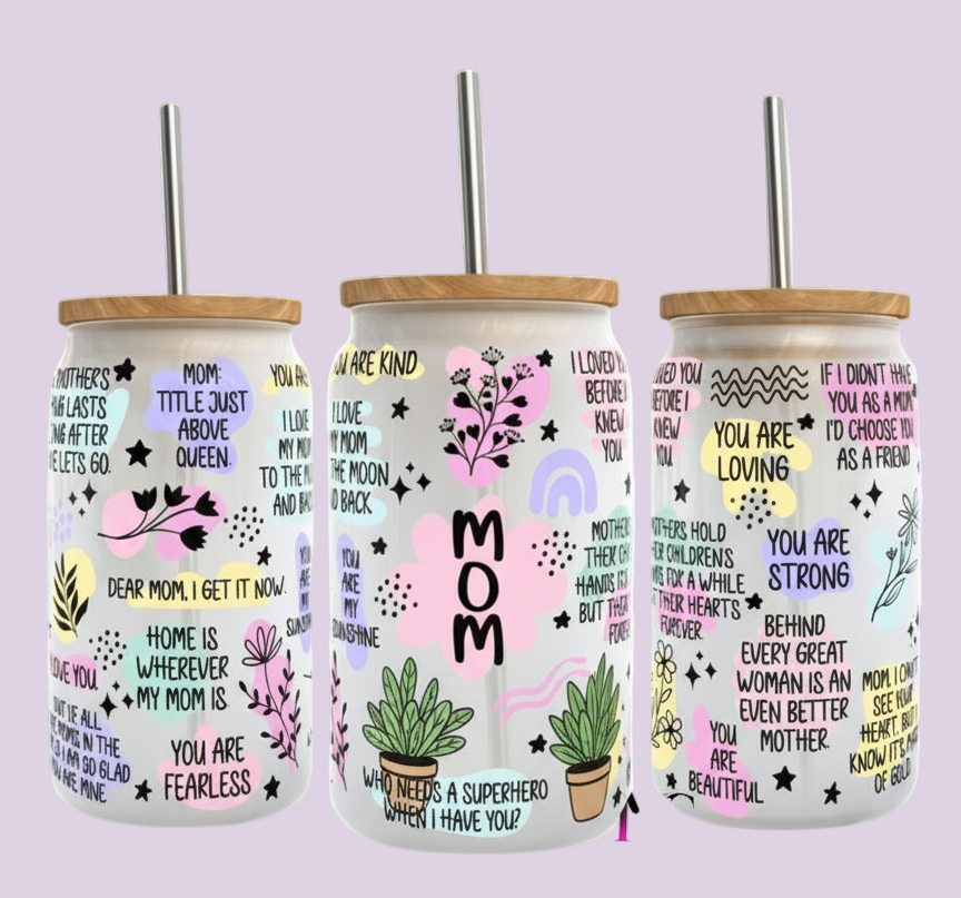 MOM 16oz Glass Bottle & Design