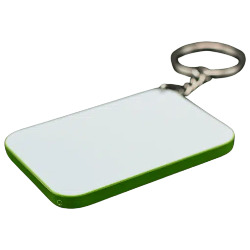 Keyring Polymer; colour edge (4.8cm x 6.7cm)