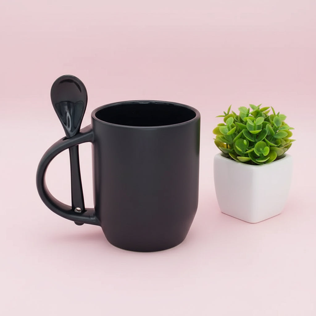 Magic Black Mug with spoon