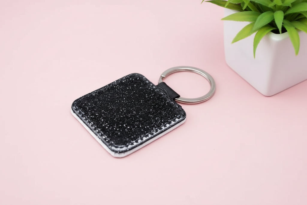 PU Glitter Keyring (Square; 50mmx50mm; Each)