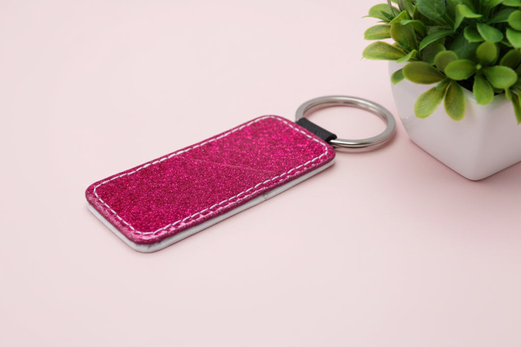 PU Glitter Keyring (Rectangle; 76mmx35mm; Each)