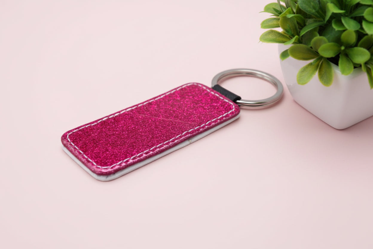 PU Glitter Keyring (Rectangle; 76mmx35mm; Each)