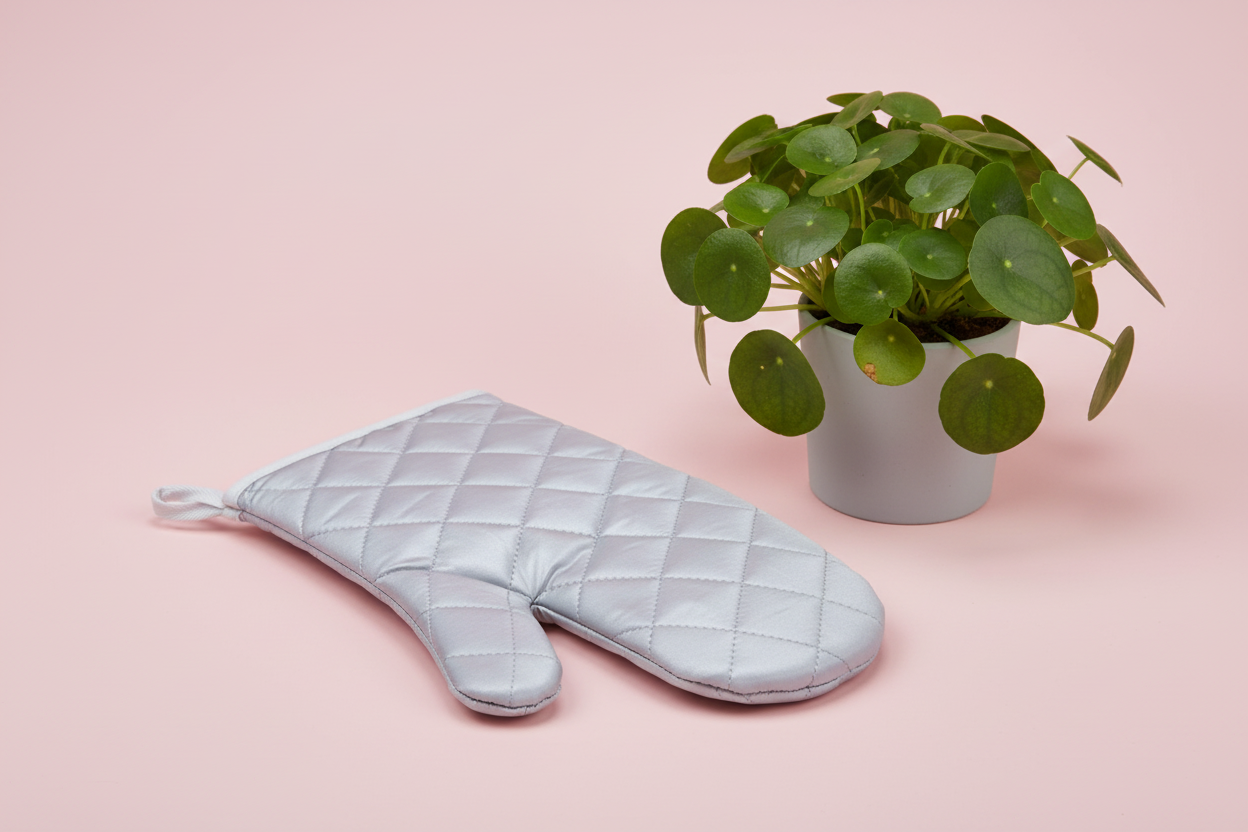 Kitchen Oven Glove (Canvas; Cream/Silver; Each)