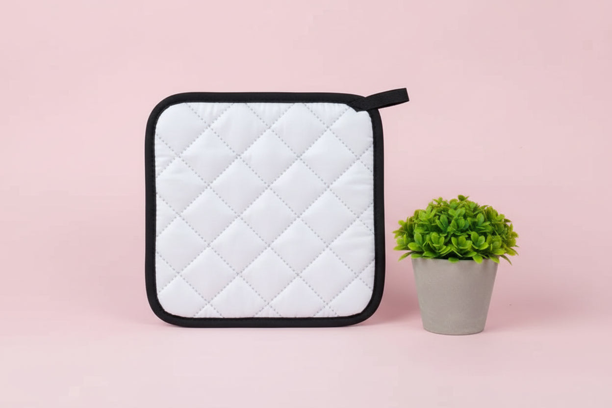 Pot Holder (Canvas; Cream/Silver; Each)