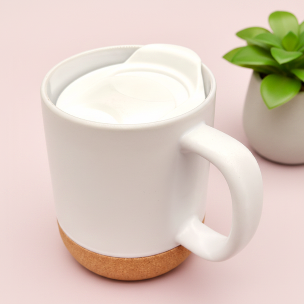 11oz Cork Base Ceramic Mug White
