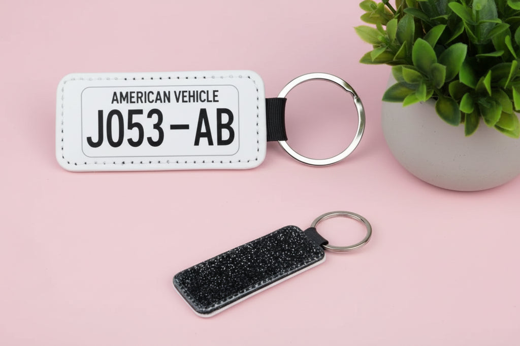 PU Glitter Keyring (Rectangle; 76mmx35mm; Each)