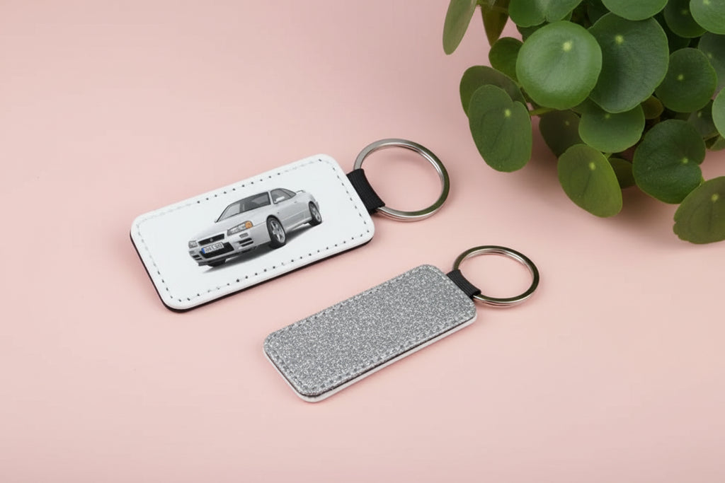 PU Glitter Keyring (Rectangle; 76mmx35mm; Each)