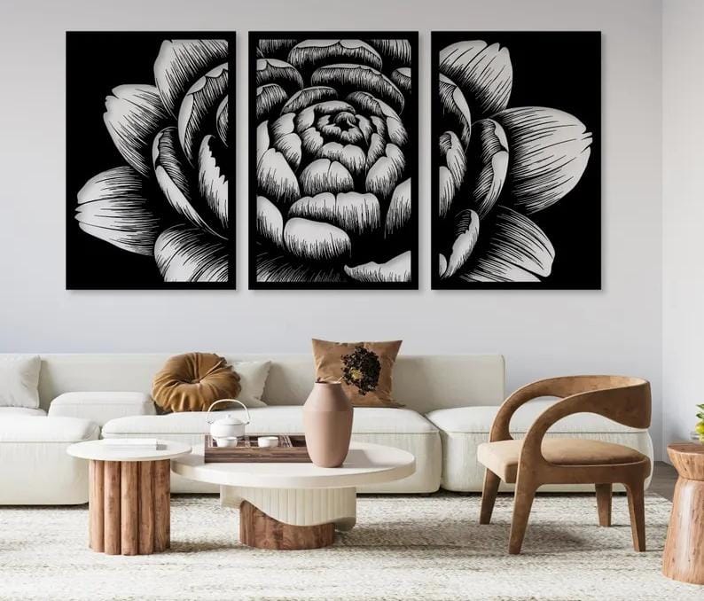Floral Metal Wall Art set (500mm x 700mm)