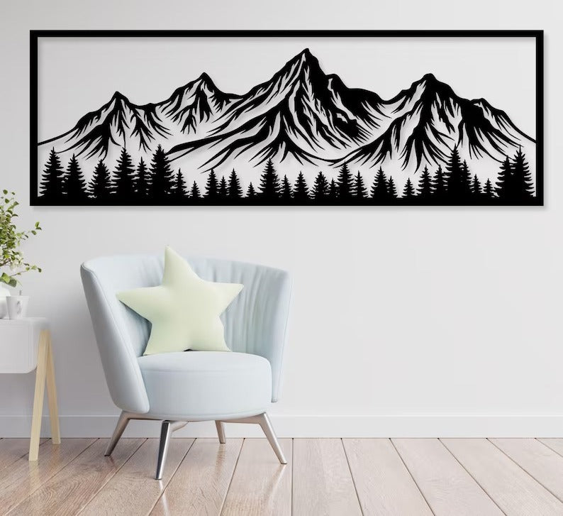 Mountains Metal Wall Art (Mild Steel)