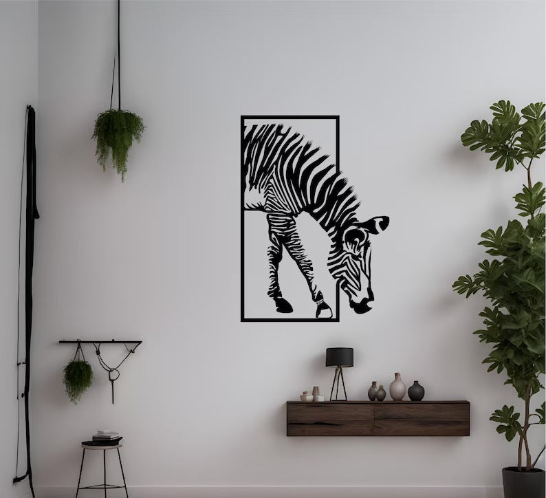 Zebra Silhouette Metal Wall Art (Mild Steel)