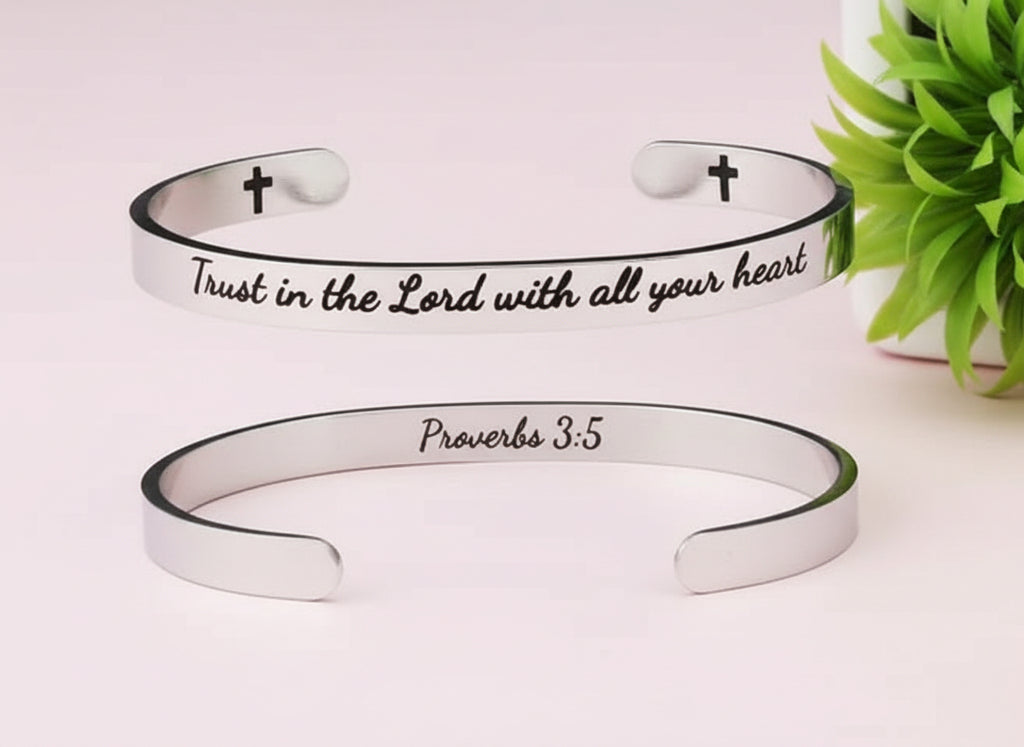 Religious Cross Bracelet with Inspirational Quote