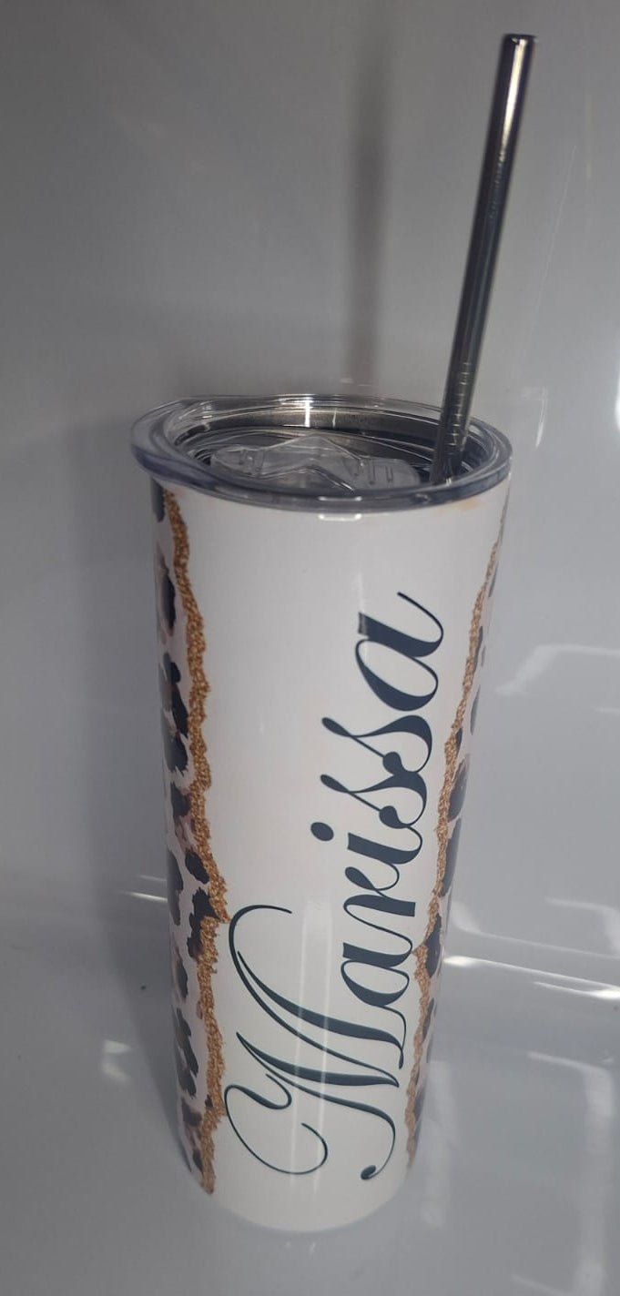 Cheetah Print Add Your Own Name, 20oz Sublimation Tumbler Design