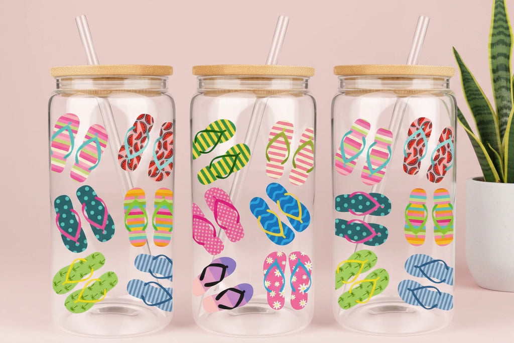 Summer Sandals 16 oz Glass Bottle