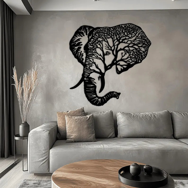 Elephant Tree Metal wall art (Mild Steel) 800mm x 800mm