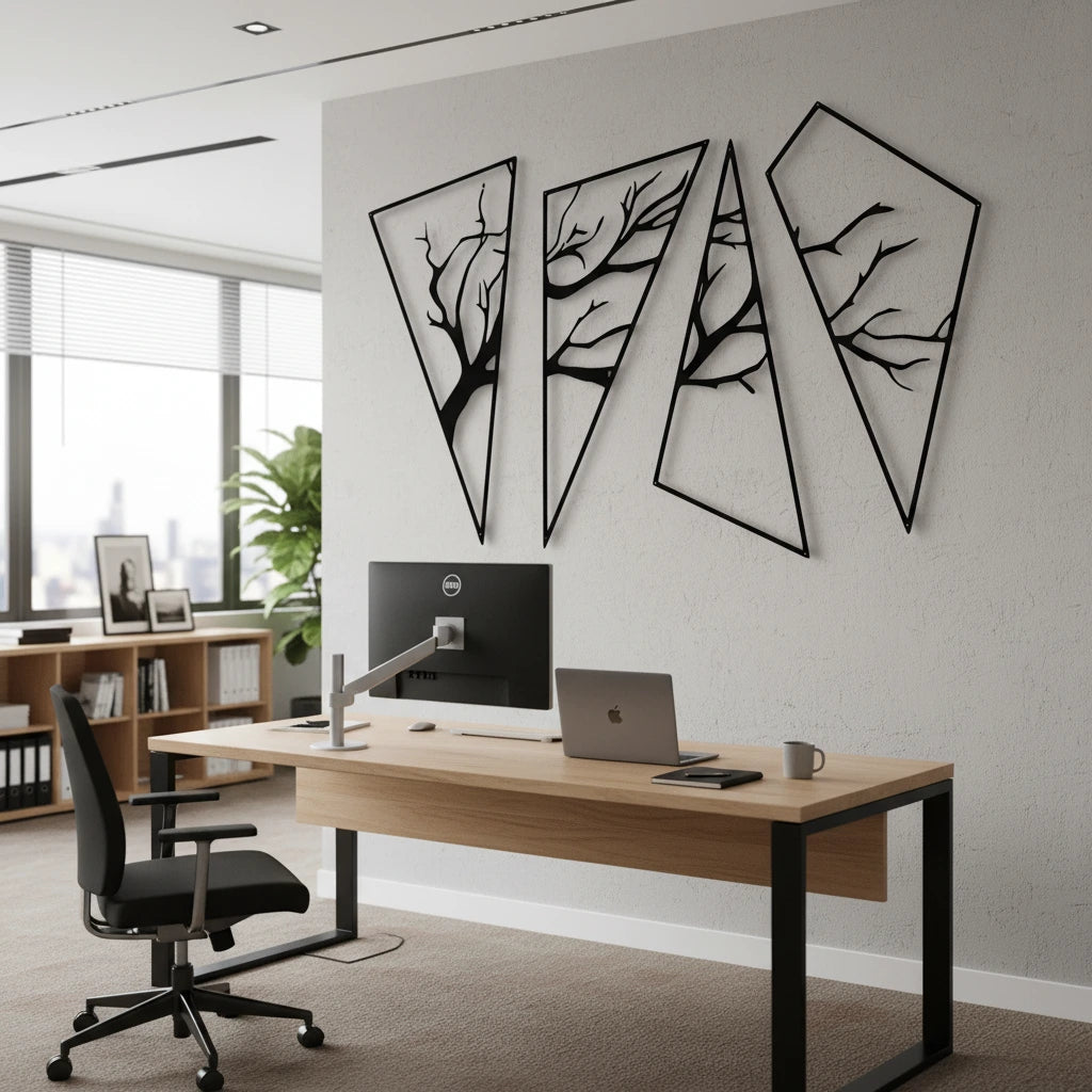 Abstract Tree Branches Wall Art - Set of 4
