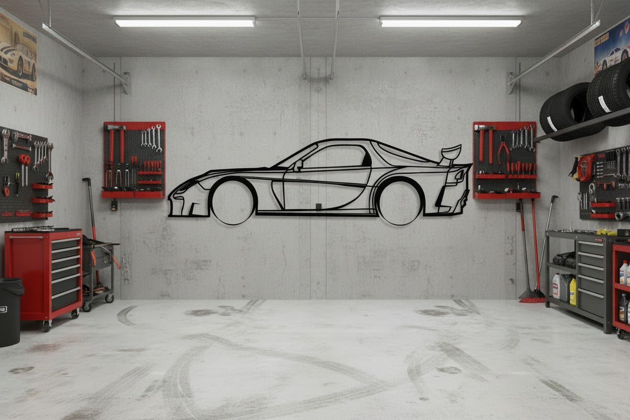 Mazda RX 7 Tokyo Drift Metal Car Wall art - (600mm x 300mm)